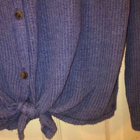 Tie front long sleeve sweater top - Picture 3 of 4